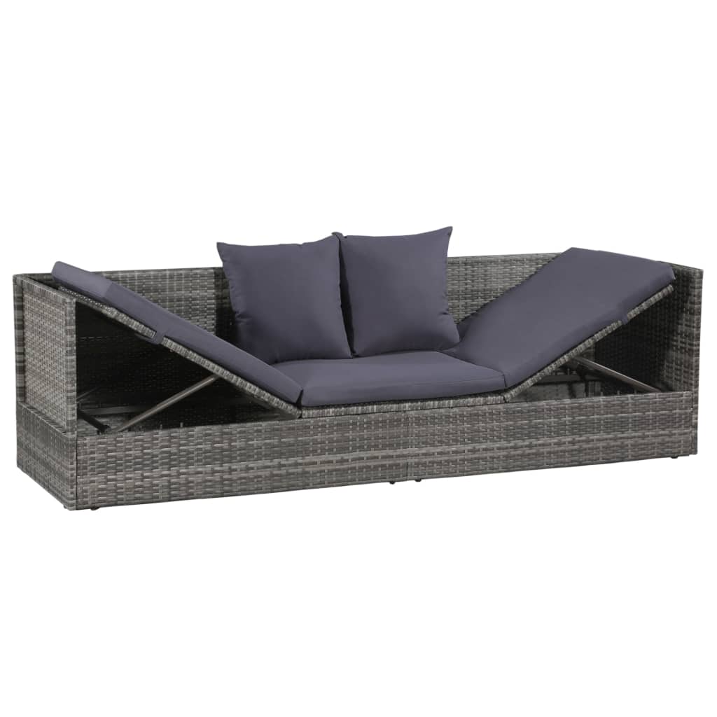 havebord 200x60 cm polyrattan grå