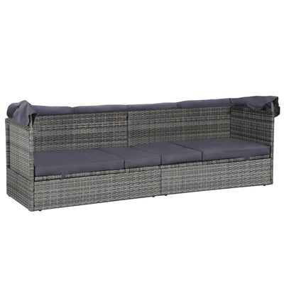 solseng med baldakin brun 205 x 62 cm polyrattan