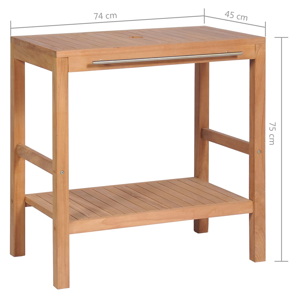 badeværelsesskab 74x45x75 cm massivt teak