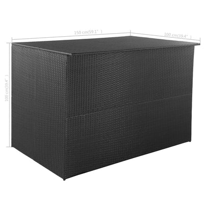 udendørs opbevaringskasse 150x100x100 cm polyrattan sort