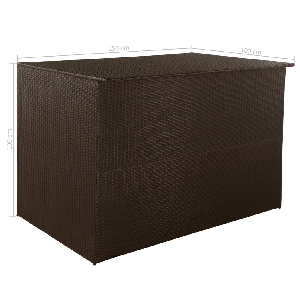 udendørs opbevaringskasse 150x100x100 cm polyrattan brun