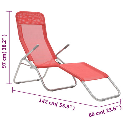 foldbare liggestole 2 stk. textilene rød