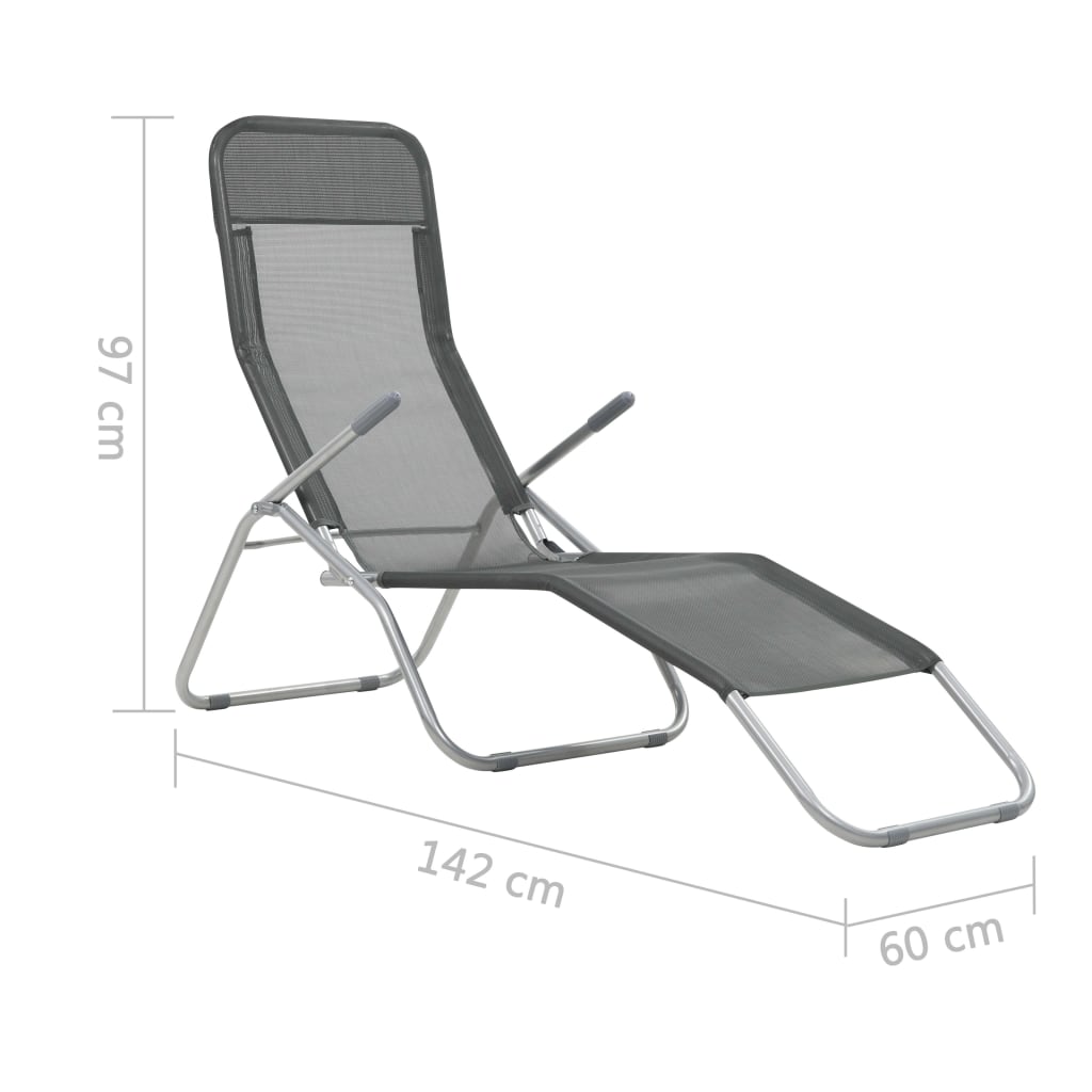 foldbare liggestole 2 stk. textilene antracitgrå