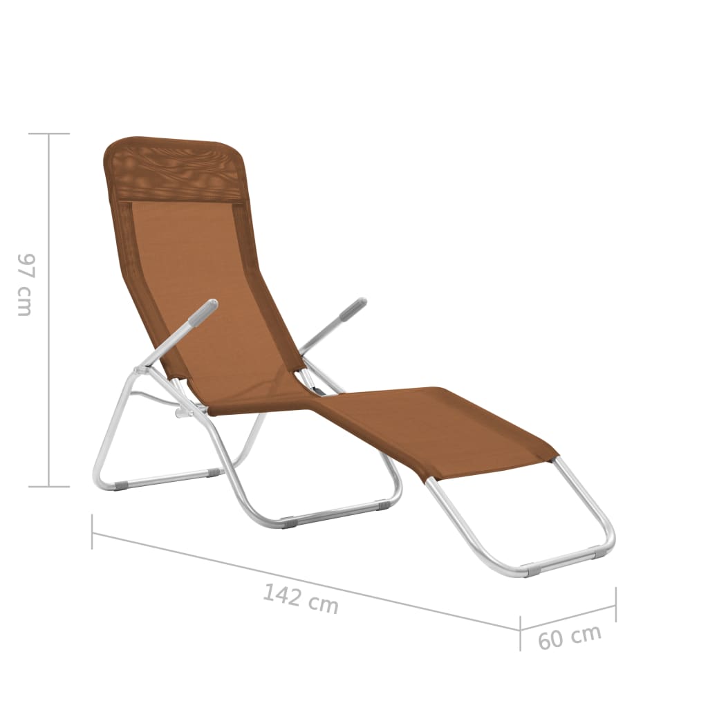 foldbare liggestole 2 stk. textilene gråbrun