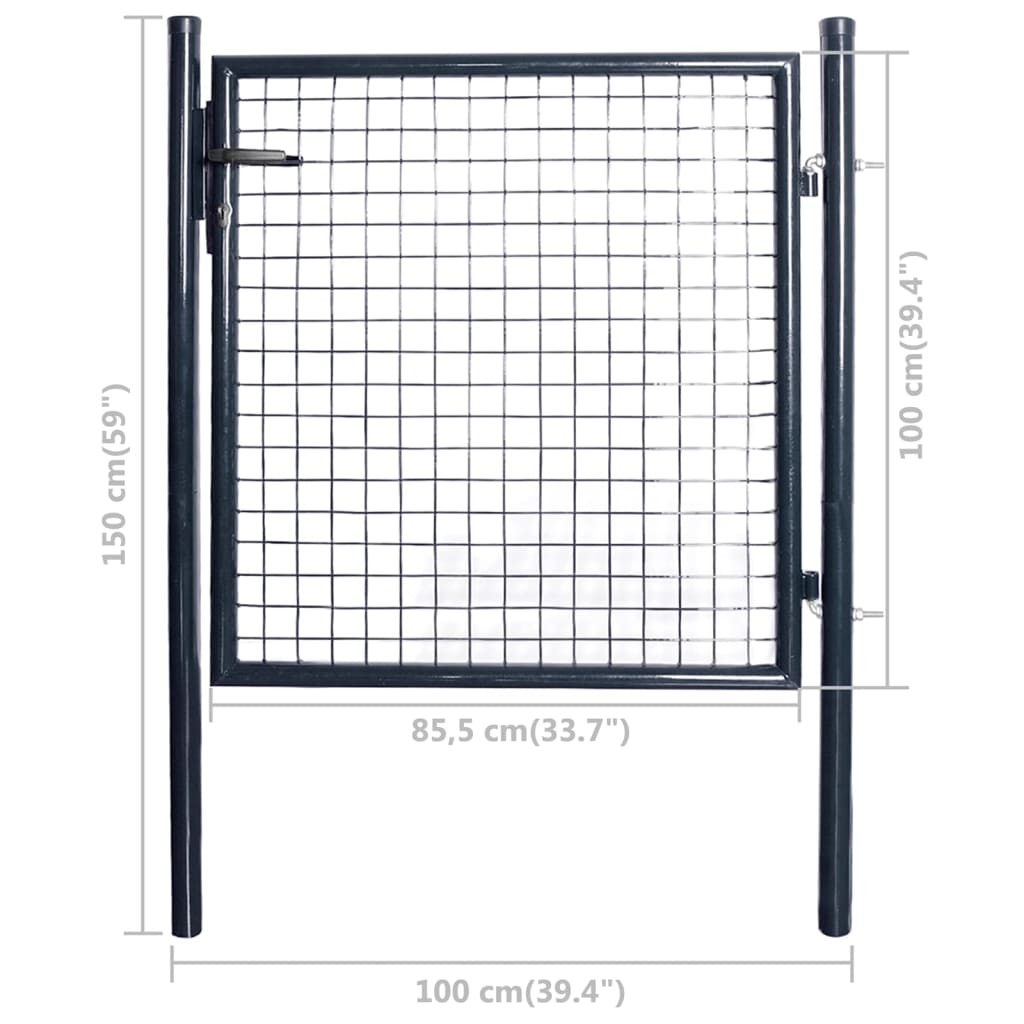 havelåge i trådnet galvaniseret stål 85,5 x 100 cm grå