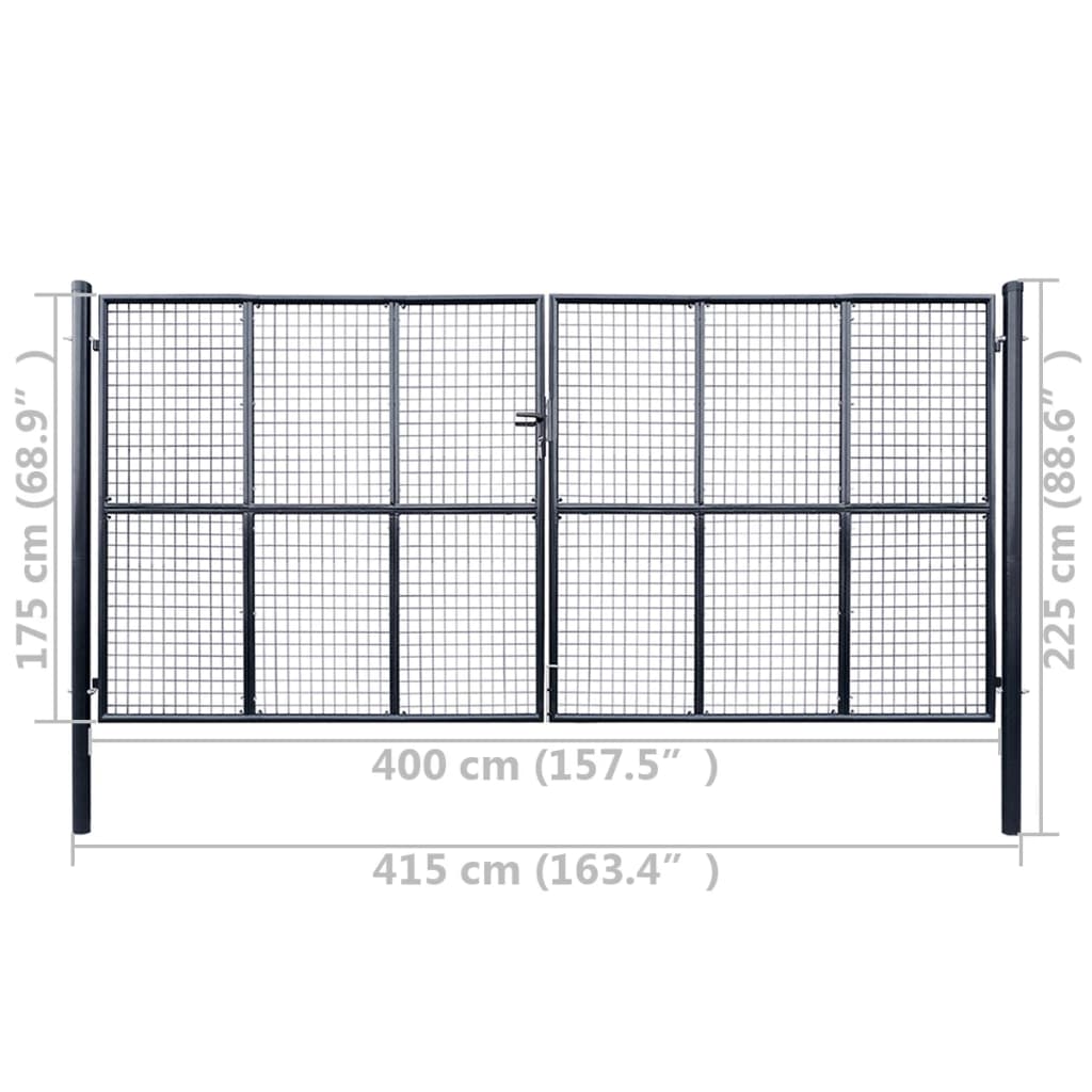 havelåge i trådnet galvaniseret stål 400 x 175 cm grå