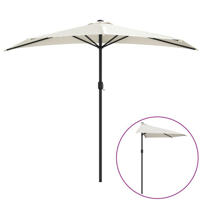 balkonparasol med aluminumsstang sandfarvet 270 x 144 cm halv