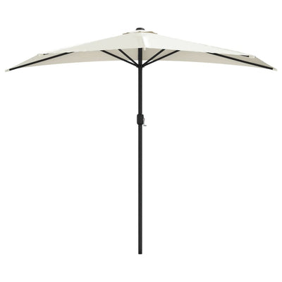 balkonparasol med aluminumsstang sandfarvet 270 x 144 cm halv