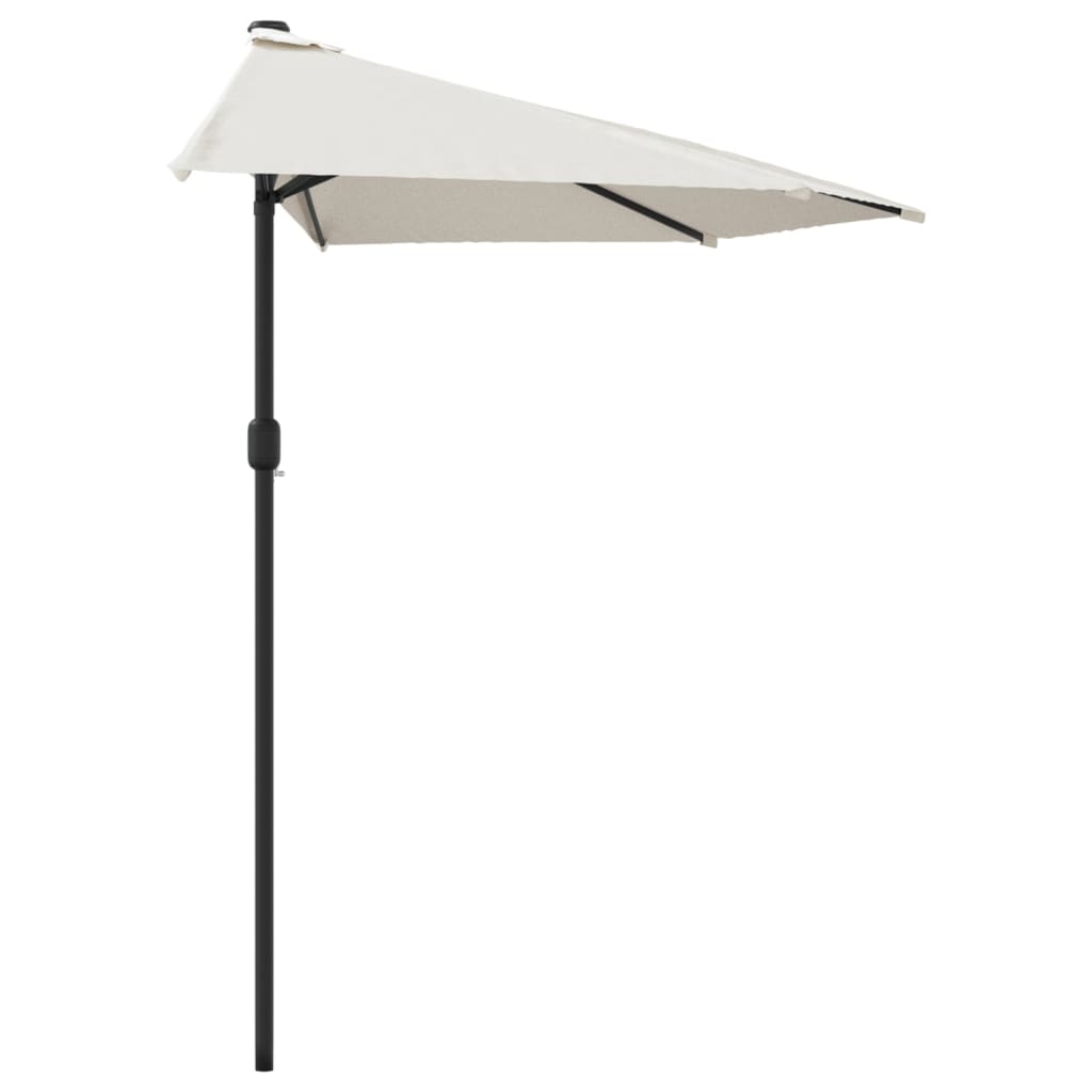 balkonparasol med aluminumsstang sandfarvet 270 x 144 cm halv