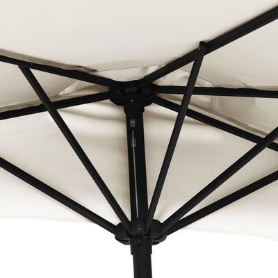 balkonparasol med aluminumsstang sandfarvet 270 x 144 cm halv