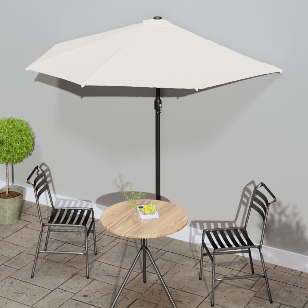 balkonparasol med aluminumsstang sandfarvet 270 x 144 cm halv