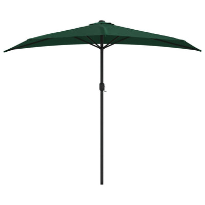 balkonparasol med aluminumsstang grøn 270 x 144 cm halv