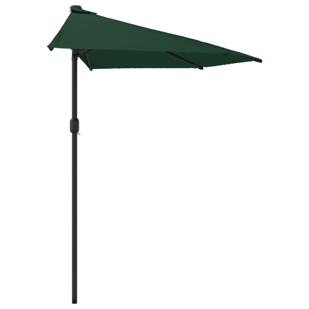 balkonparasol med aluminumsstang grøn 270 x 144 cm halv