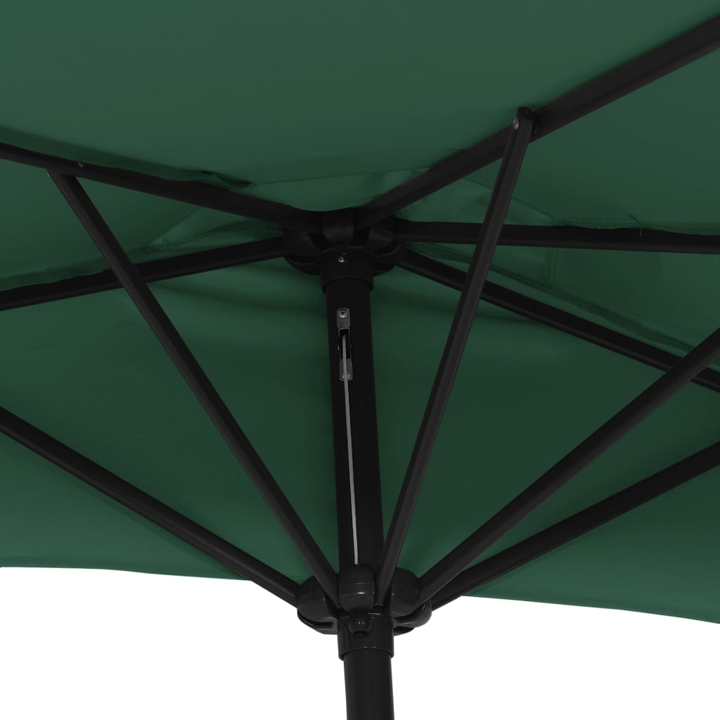 balkonparasol med aluminumsstang grøn 270 x 144 cm halv