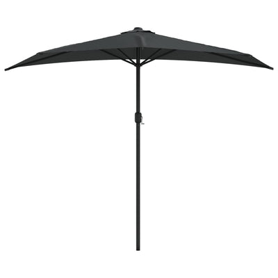 balkonparasol med aluminumsstang antracitgrå 270 x 144 cm halv