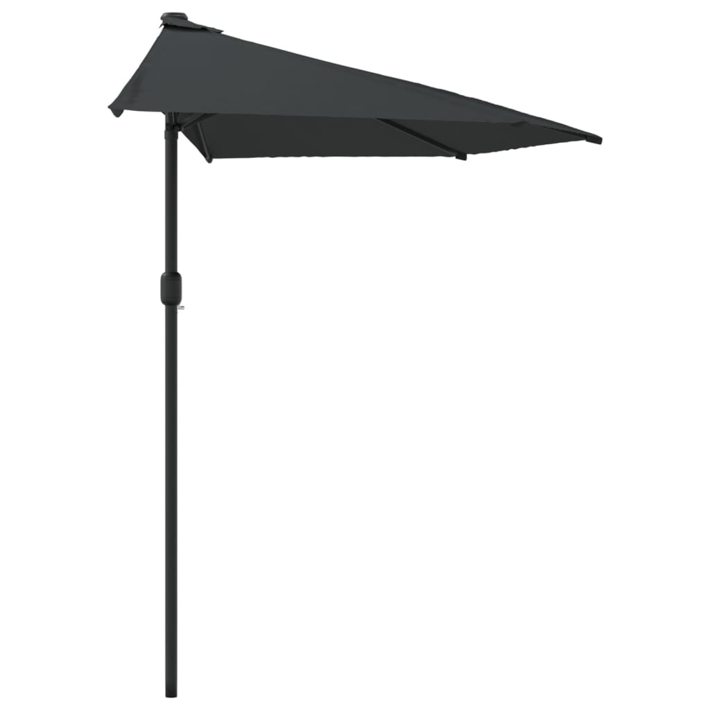 balkonparasol med aluminumsstang antracitgrå 270 x 144 cm halv