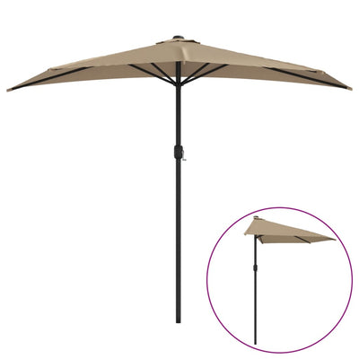 balkonparasol med aluminumsstang gråbrun 270 x 144 cm halv