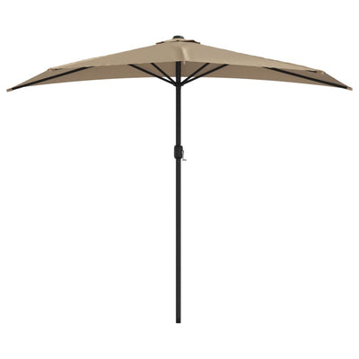 balkonparasol med aluminumsstang gråbrun 270 x 144 cm halv