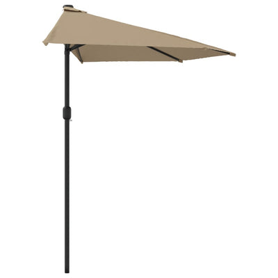 balkonparasol med aluminumsstang gråbrun 270 x 144 cm halv