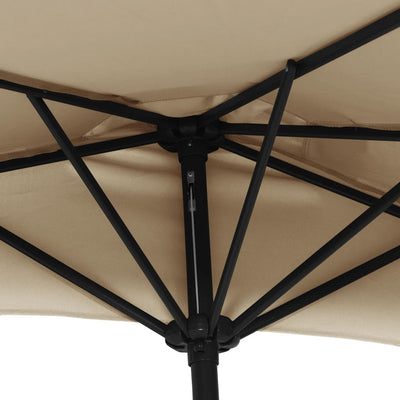 balkonparasol med aluminumsstang gråbrun 270 x 144 cm halv