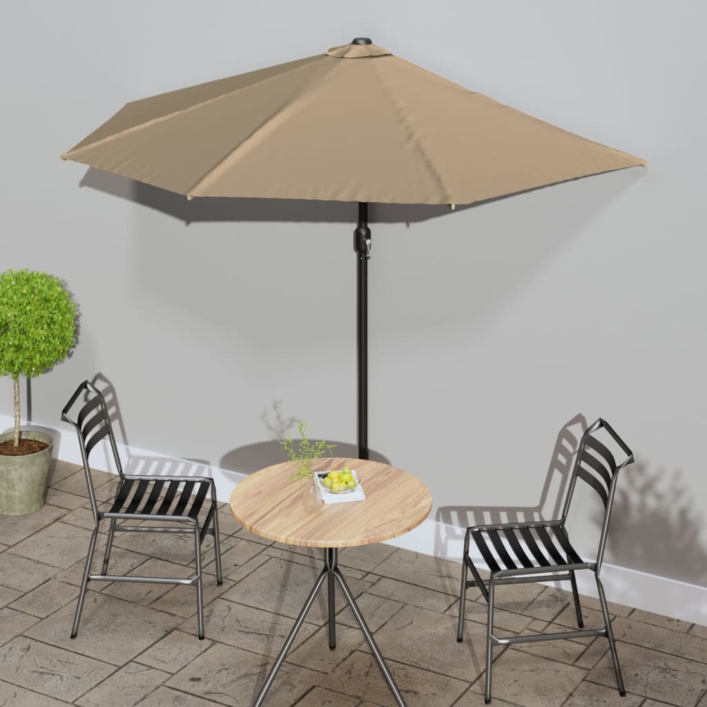 balkonparasol med aluminumsstang gråbrun 270 x 144 cm halv