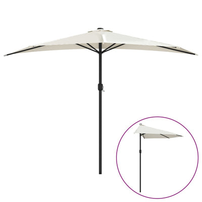 balkonparasol med aluminumsstang sandfarvet 300 x 155 cm halv