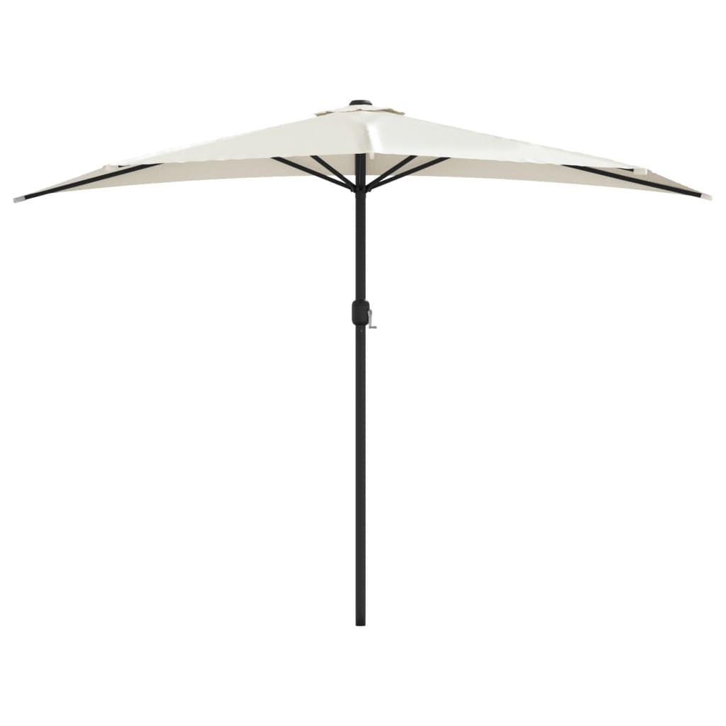 balkonparasol med aluminumsstang sandfarvet 300 x 155 cm halv