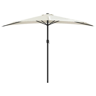 balkonparasol med aluminumsstang sandfarvet 300 x 155 cm halv