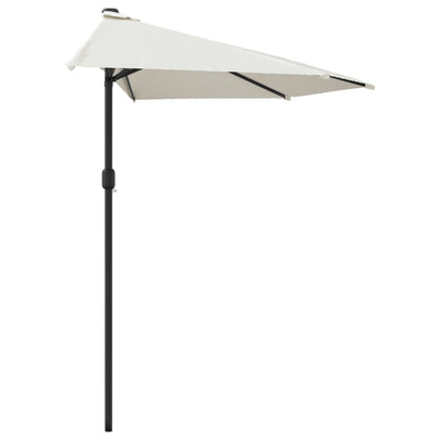 balkonparasol med aluminumsstang sandfarvet 300 x 155 cm halv