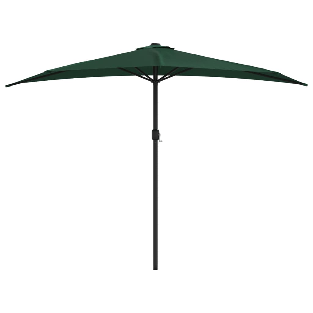 balkonparasol med aluminumsstang grøn 300 x 155 cm halv