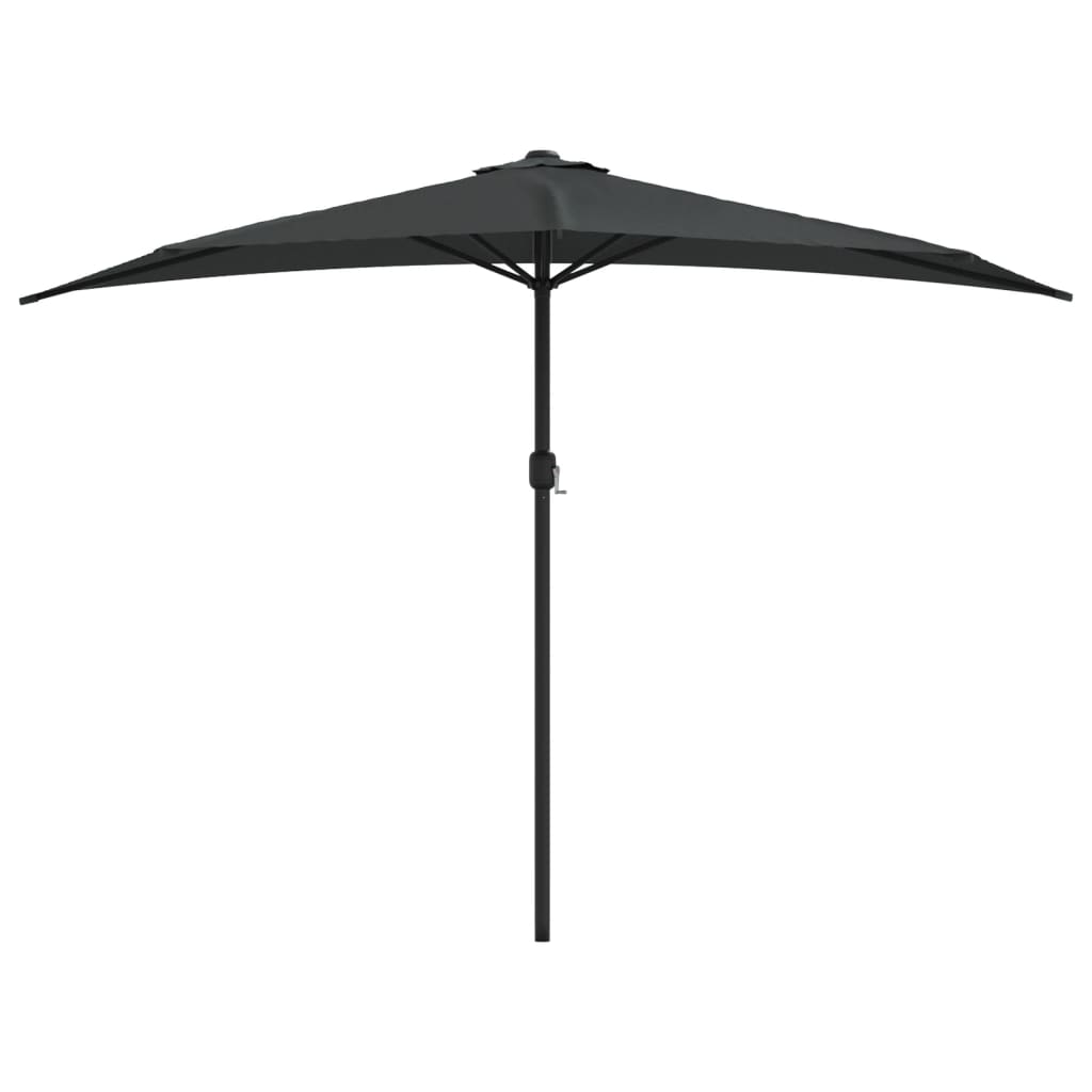 balkonparasol med aluminumsstang antracitgrå 300 x 155 cm halv