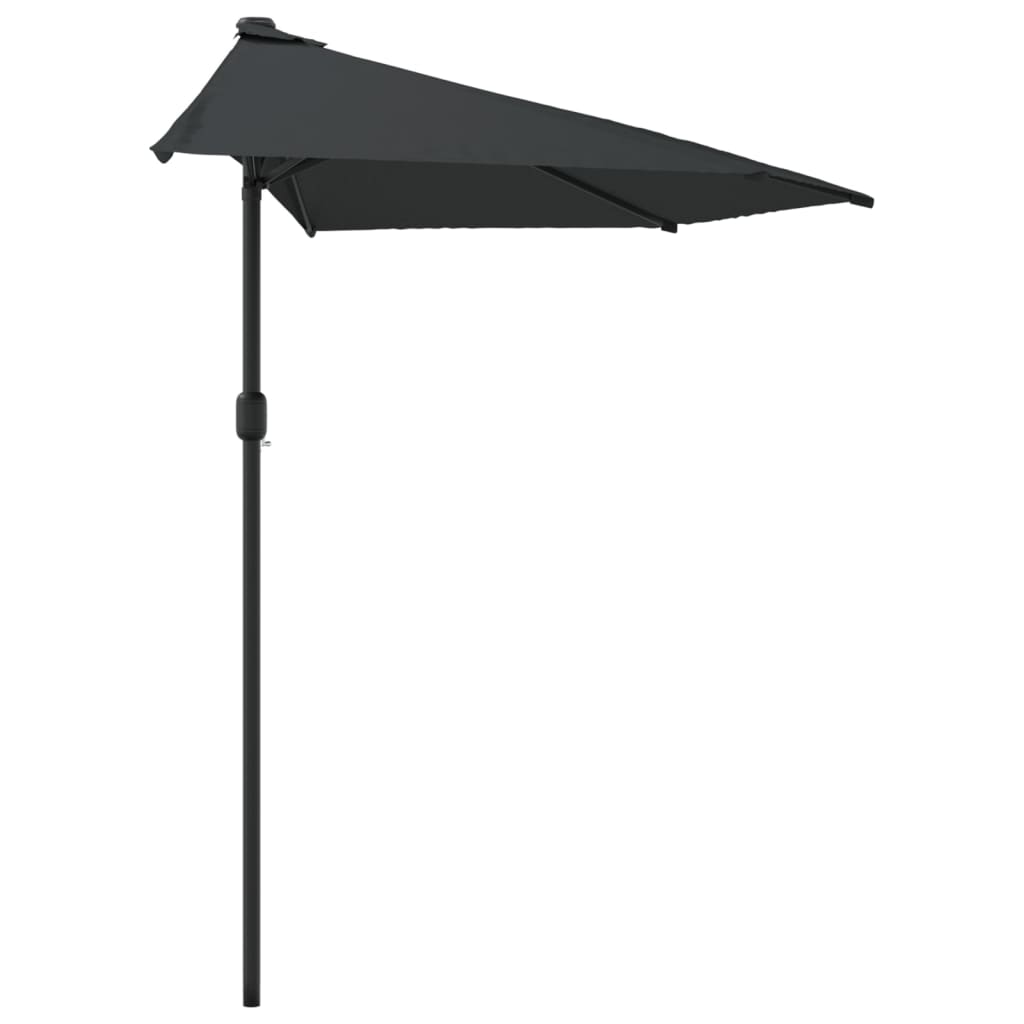 balkonparasol med aluminumsstang antracitgrå 300 x 155 cm halv