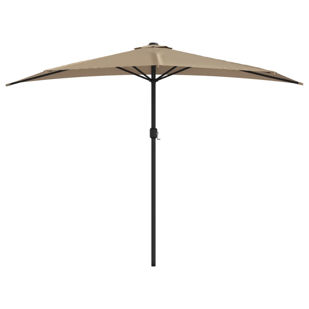 balkonparasol med aluminumsstang gråbrun 300 x 155 cm halv