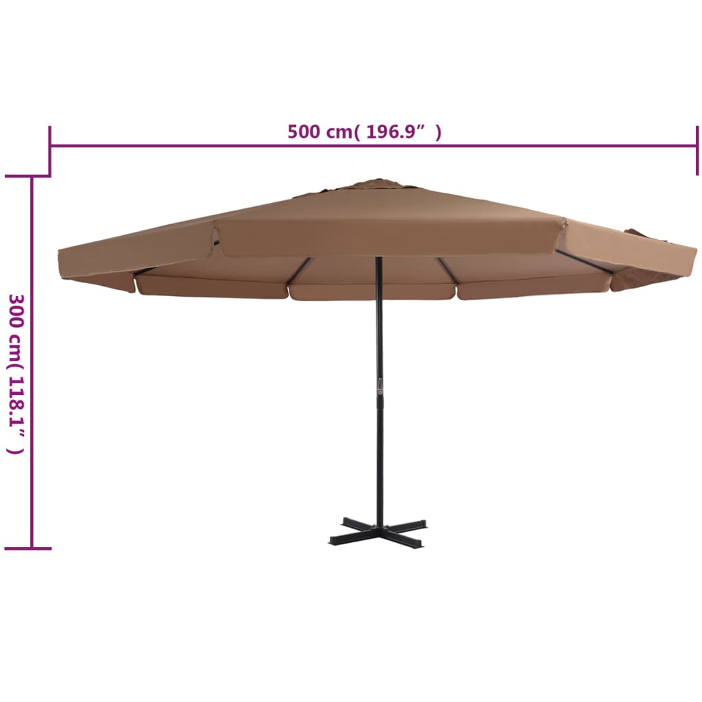 udendørs parasol med aluminiumsstang 500 cm gråbrun