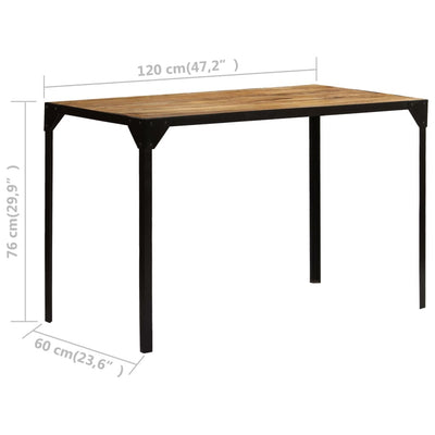 spisebord massivt ru mangotræ og stål 120 cm