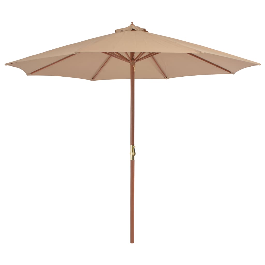 parasol 300 cm træstang gråbrun