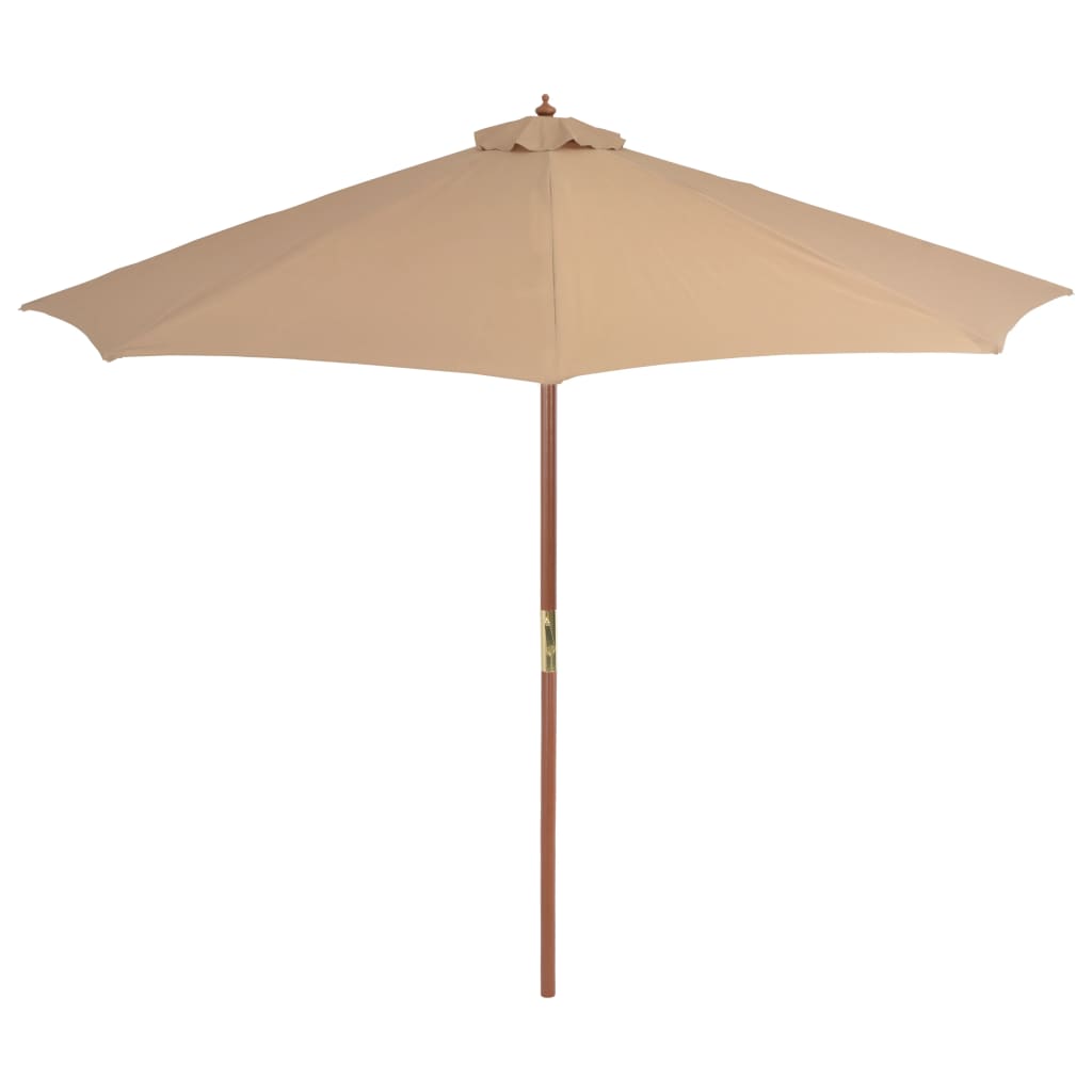 parasol 300 cm træstang gråbrun