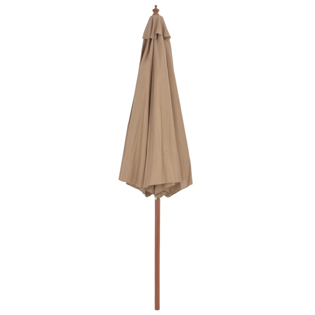 parasol 300 cm træstang gråbrun