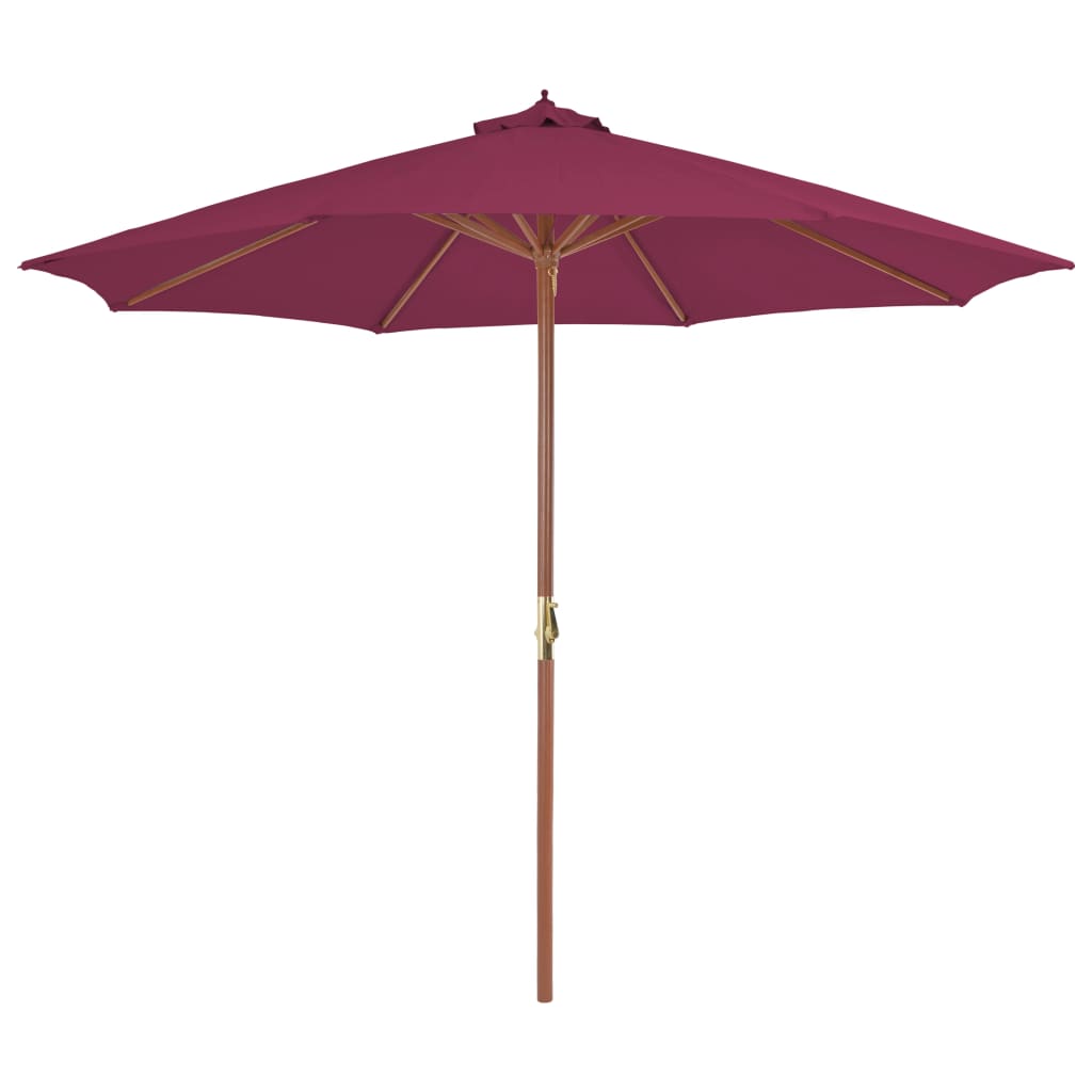 parasol 300 cm træstang bordeauxrød