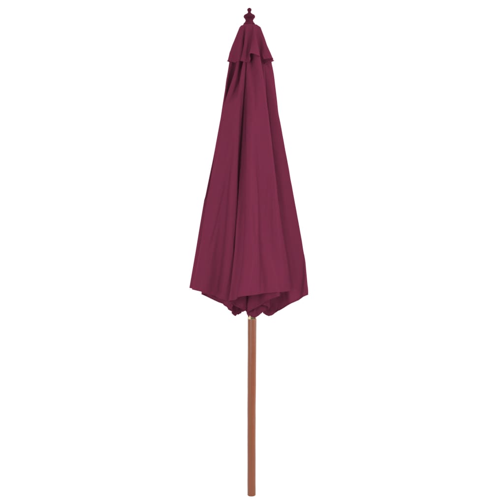 parasol 300 cm træstang bordeauxrød