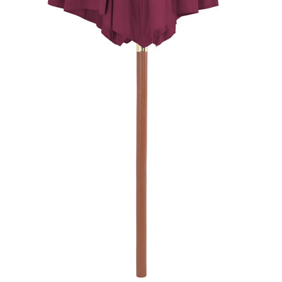 parasol 300 cm træstang bordeauxrød