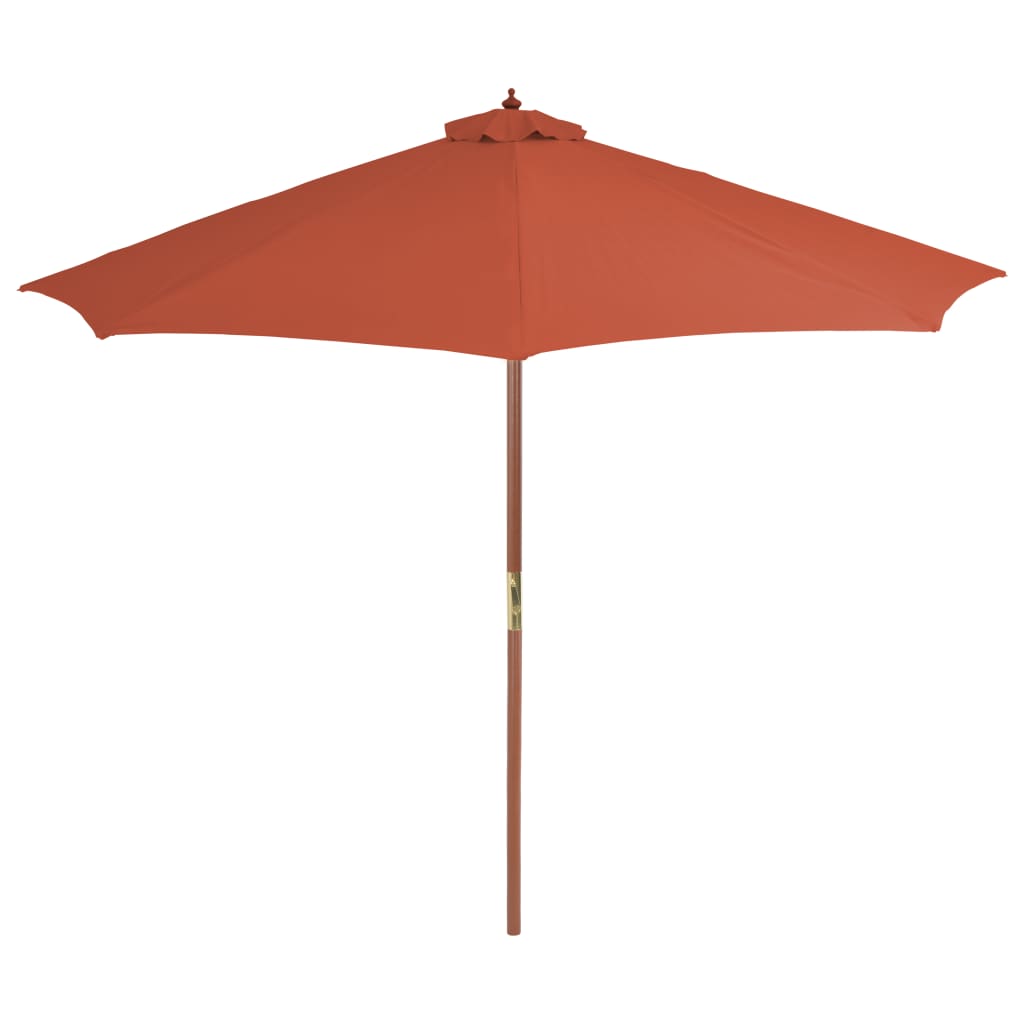 parasol 300 cm træstang terracottafarvet