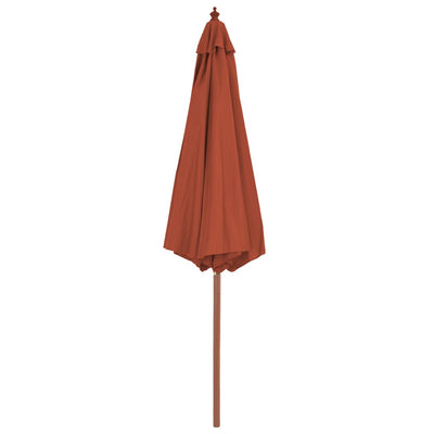 parasol 300 cm træstang terracottafarvet