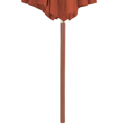 parasol 300 cm træstang terracottafarvet