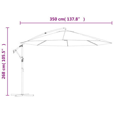 hængeparasol 350 cm aluminiumstang antracitgrå