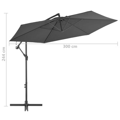 hængeparasol 300 cm aluminiumstang antracitgrå