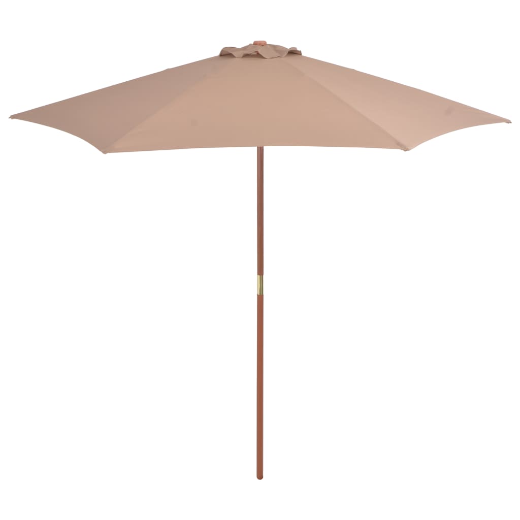 parasol 270 cm træstang gråbrun