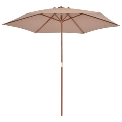 parasol 270 cm træstang gråbrun