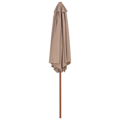 parasol 270 cm træstang gråbrun