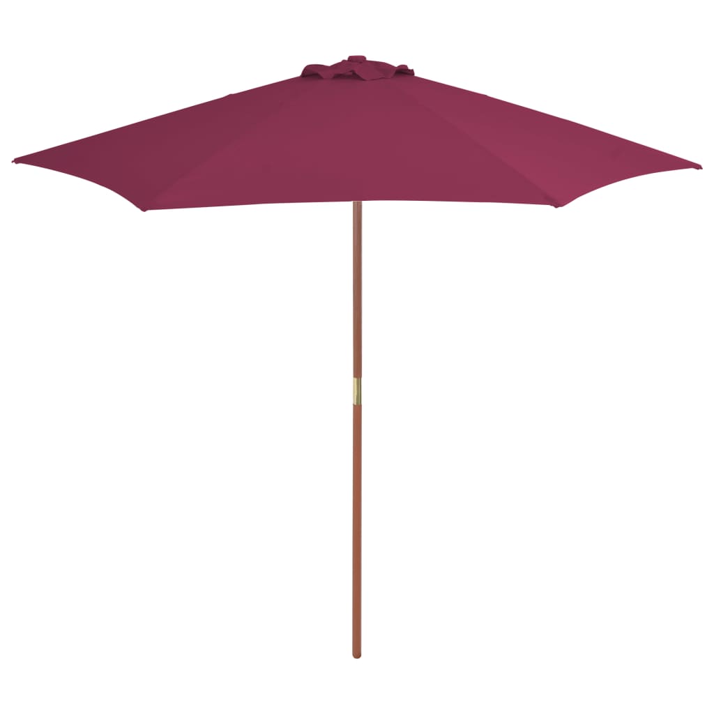 parasol 270 cm træstang bordeauxrød